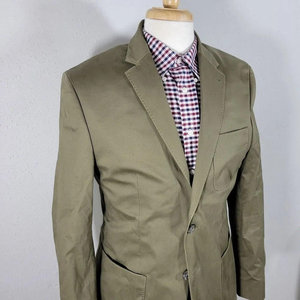 Joseph Abboud Men's Sport‎ Coat Blazer Two Button Solid Green Cotton Size MEDIUM